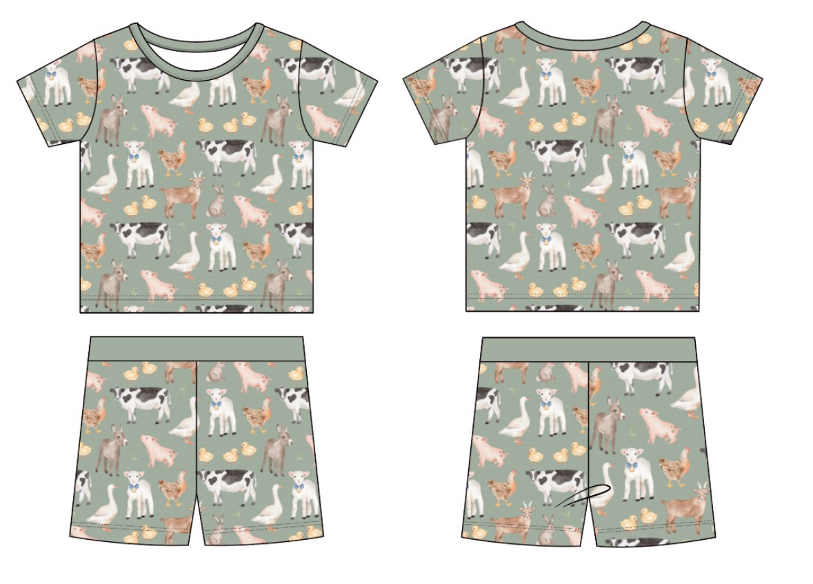 Farmyard Friends Bamboo 2PC Short Set