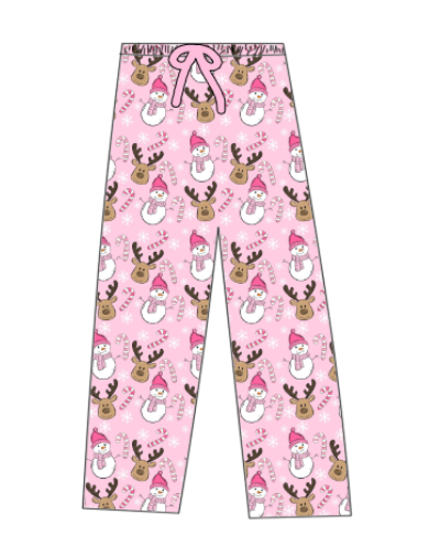 Pink Christmas Bamboo Adult Pants