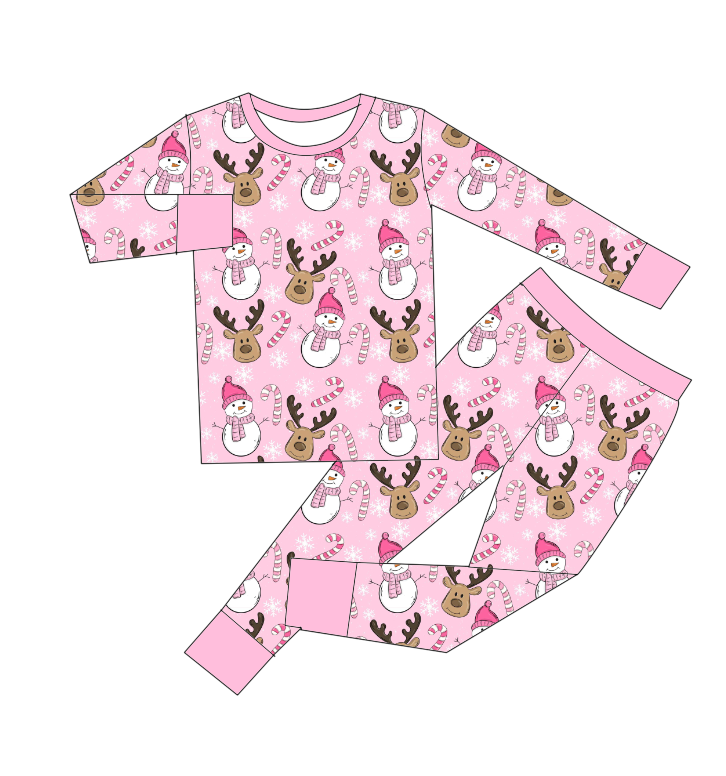 Pink Christmas Bamboo 2PC Set