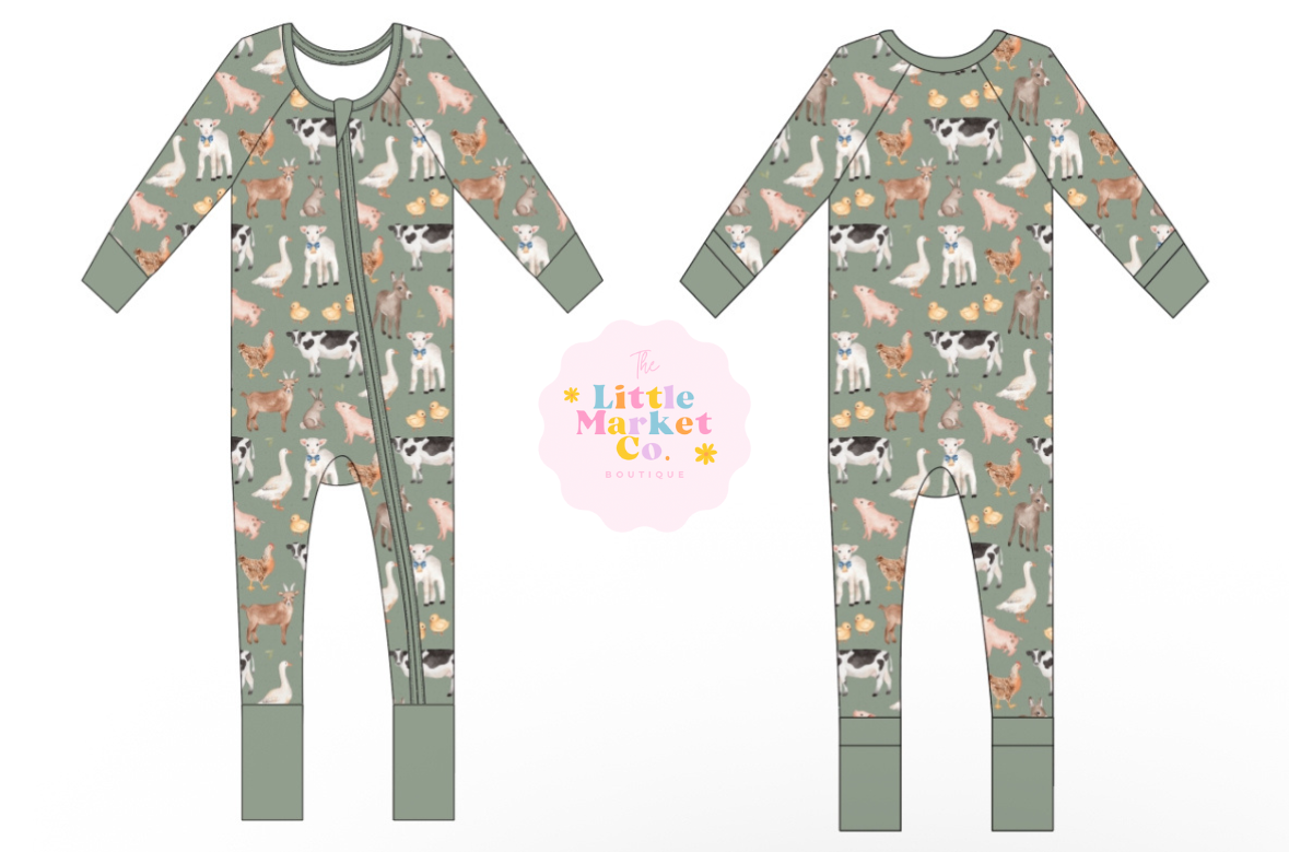Farmyard Friends Bamboo Zippy Romper