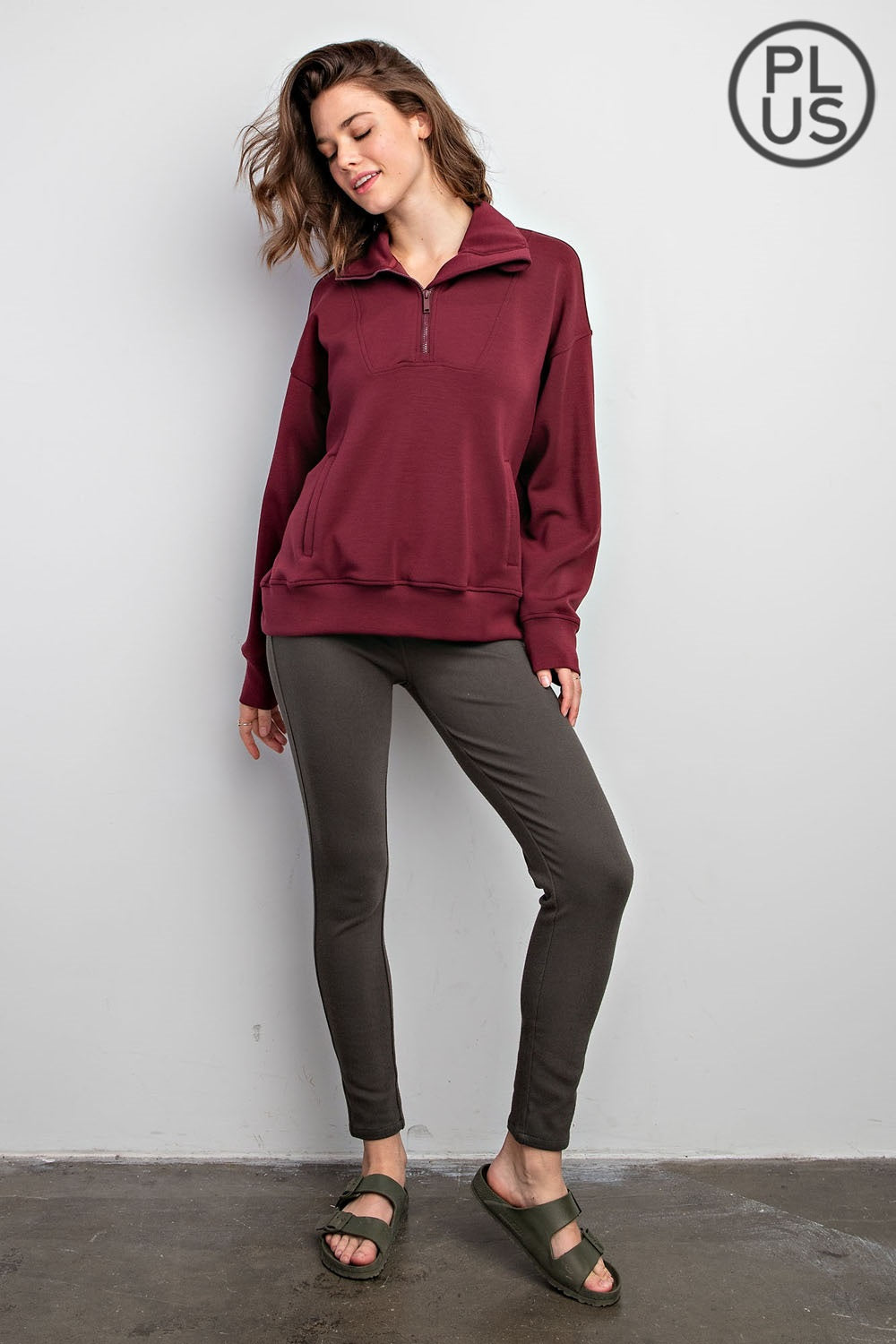 Modal Quarter Zip Pullover: Wine