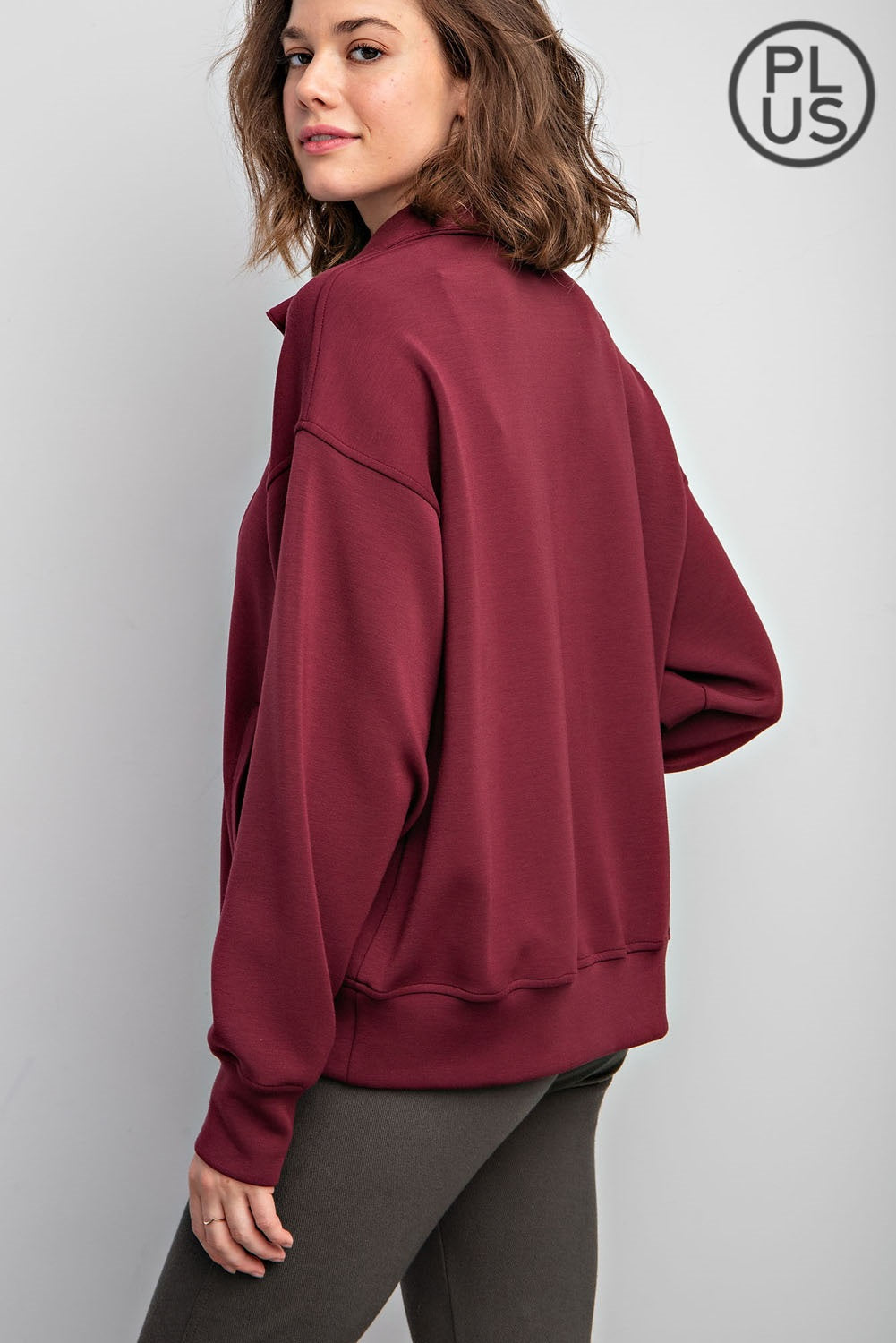 Modal Quarter Zip Pullover: Wine