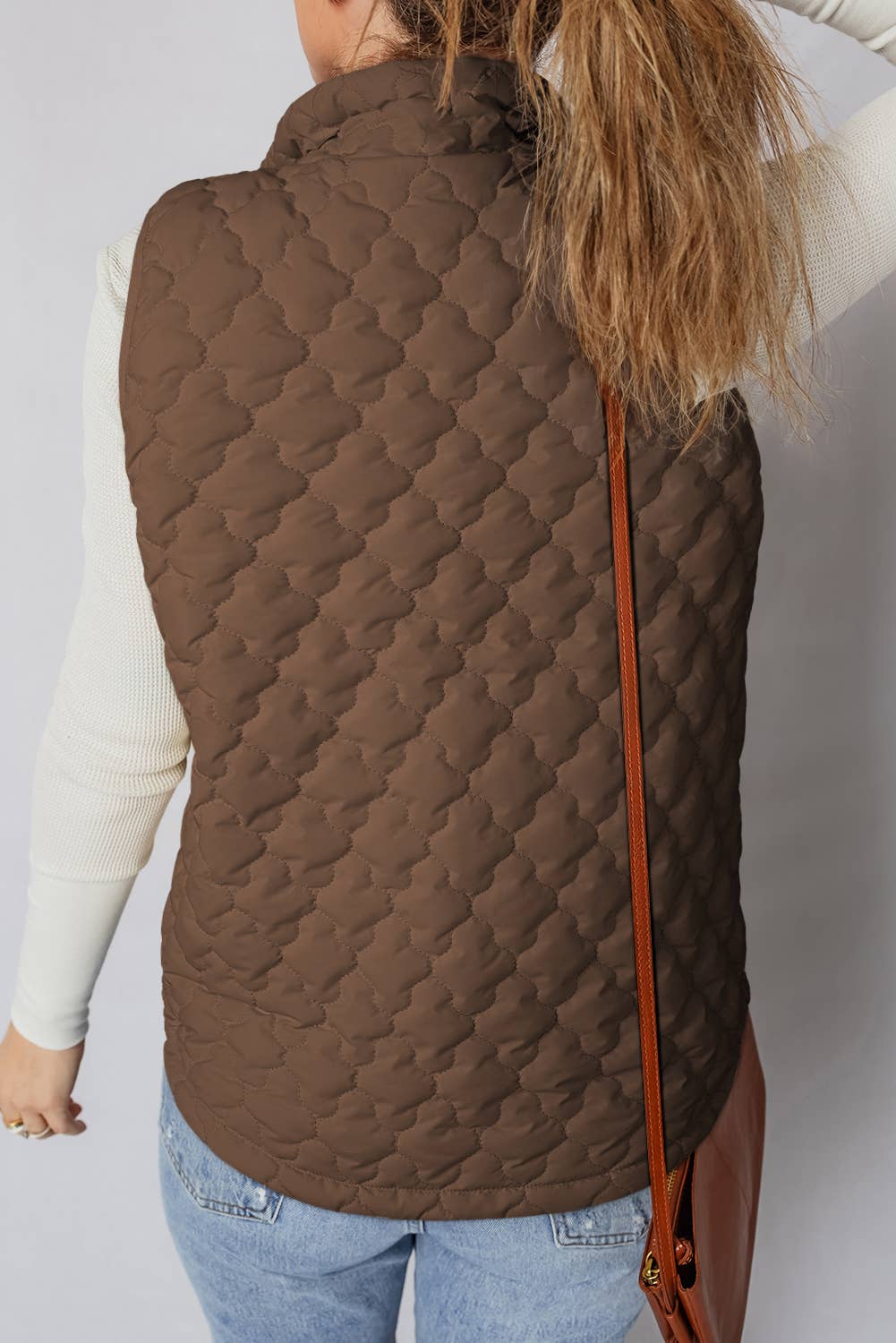 S — Solid Metal Button Vest: Dark Brown