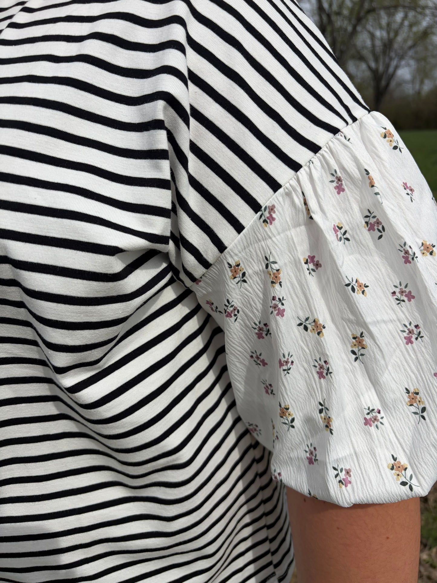 Stripped Floral Top