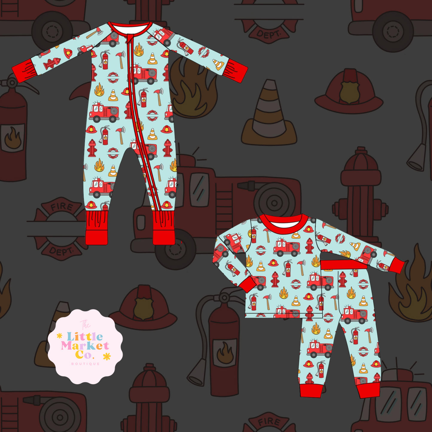 Blue Fire Truck 2PC Set