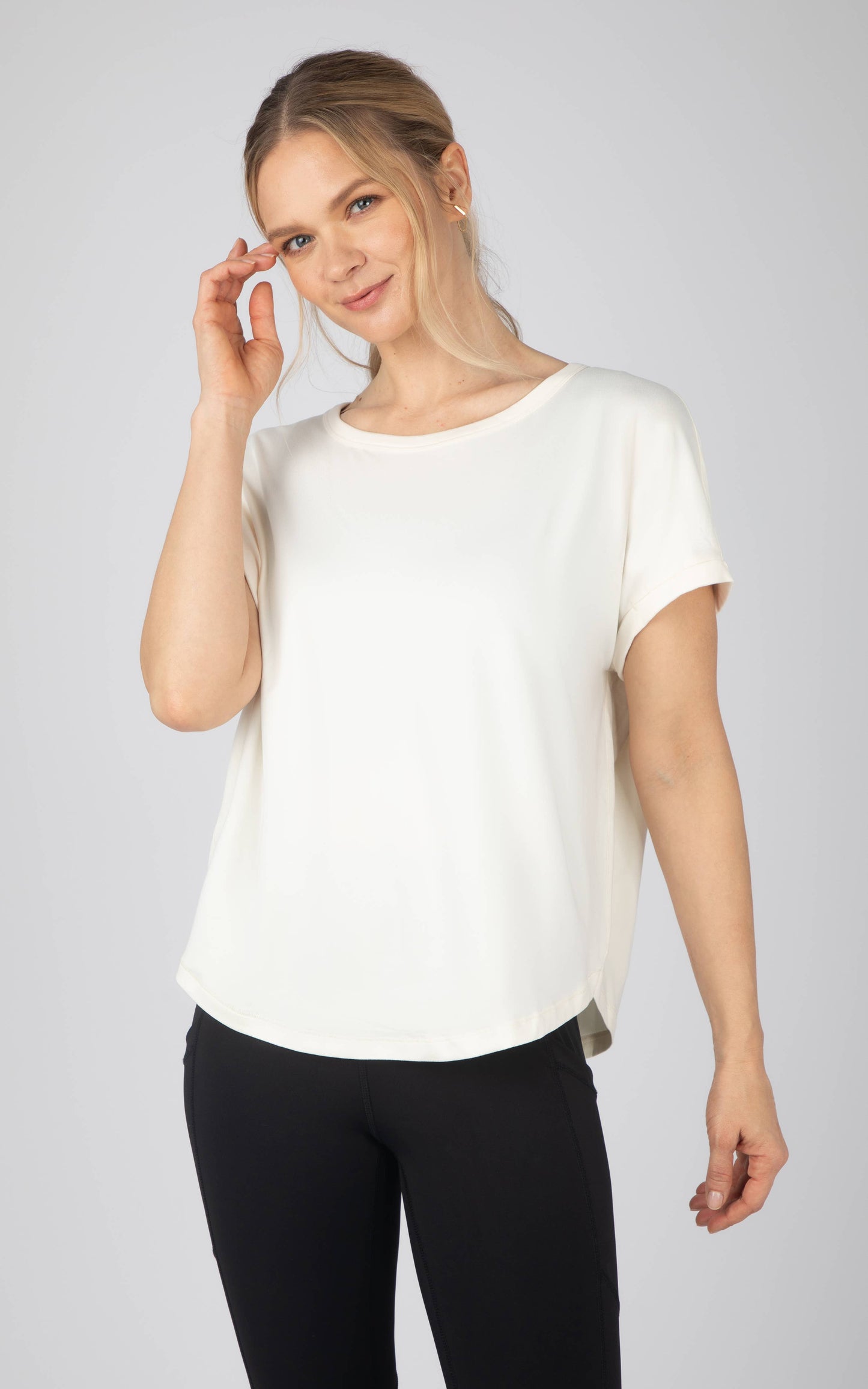 Women's Super Soft Short Sleeve T shirt: CANAL BLUE/PRISTINE