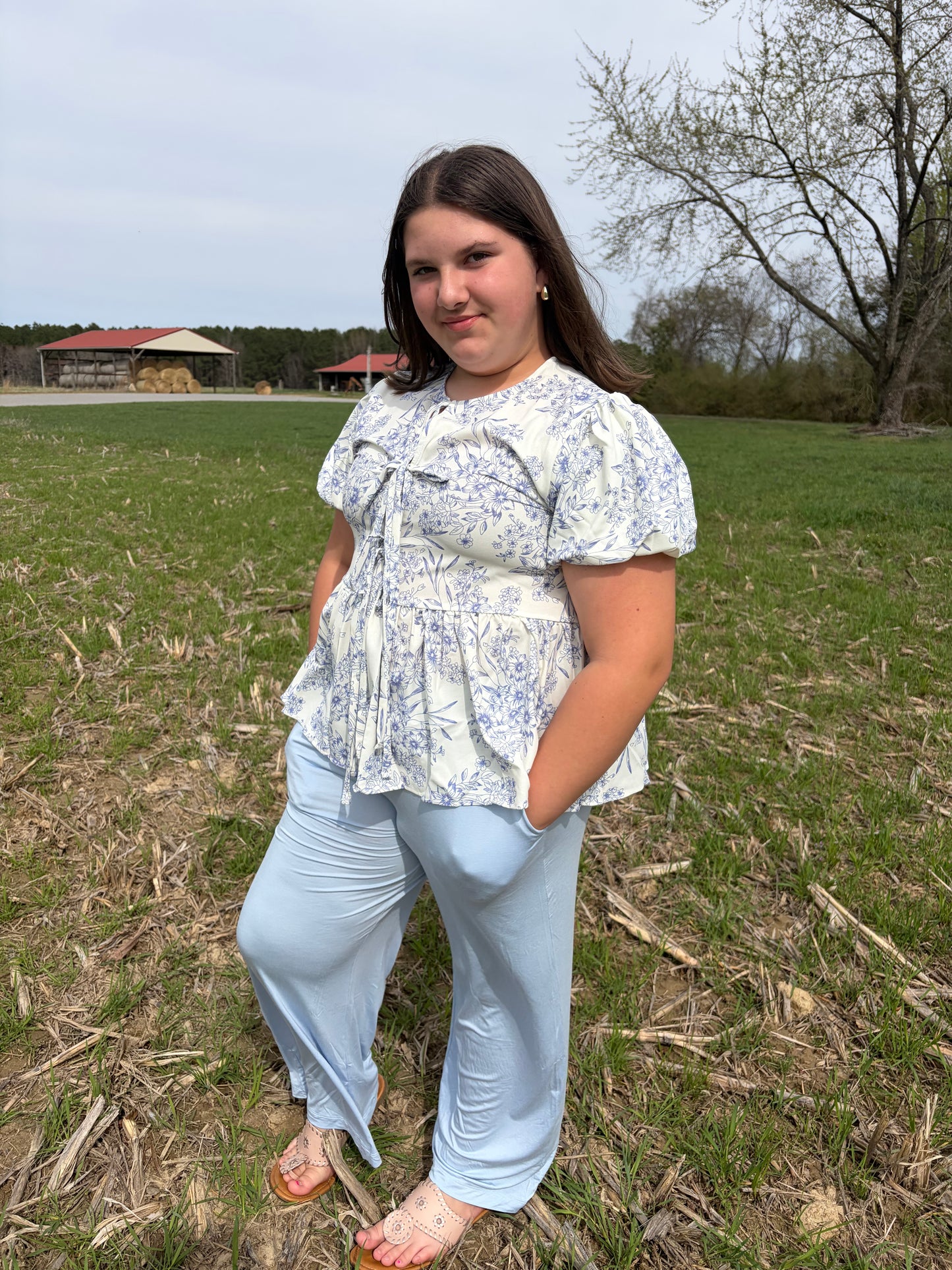Floral Ribbon Tie Top