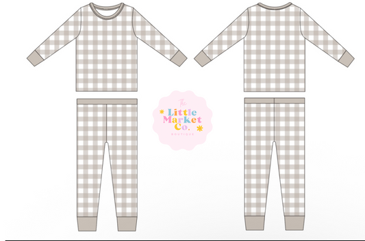 Oatmeal Check Bamboo 2PC Set