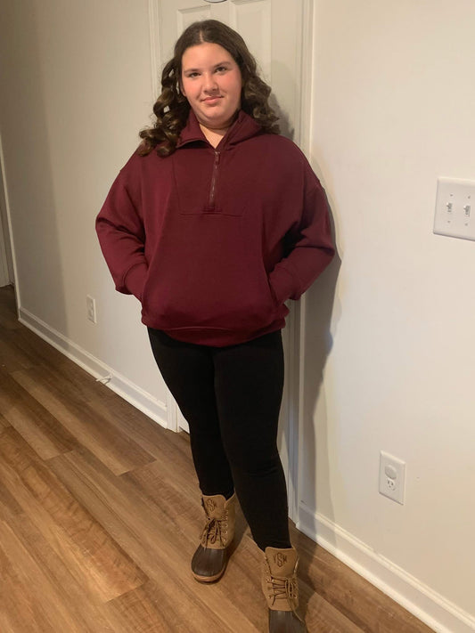 Modal Quarter Zip Pullover: Wine