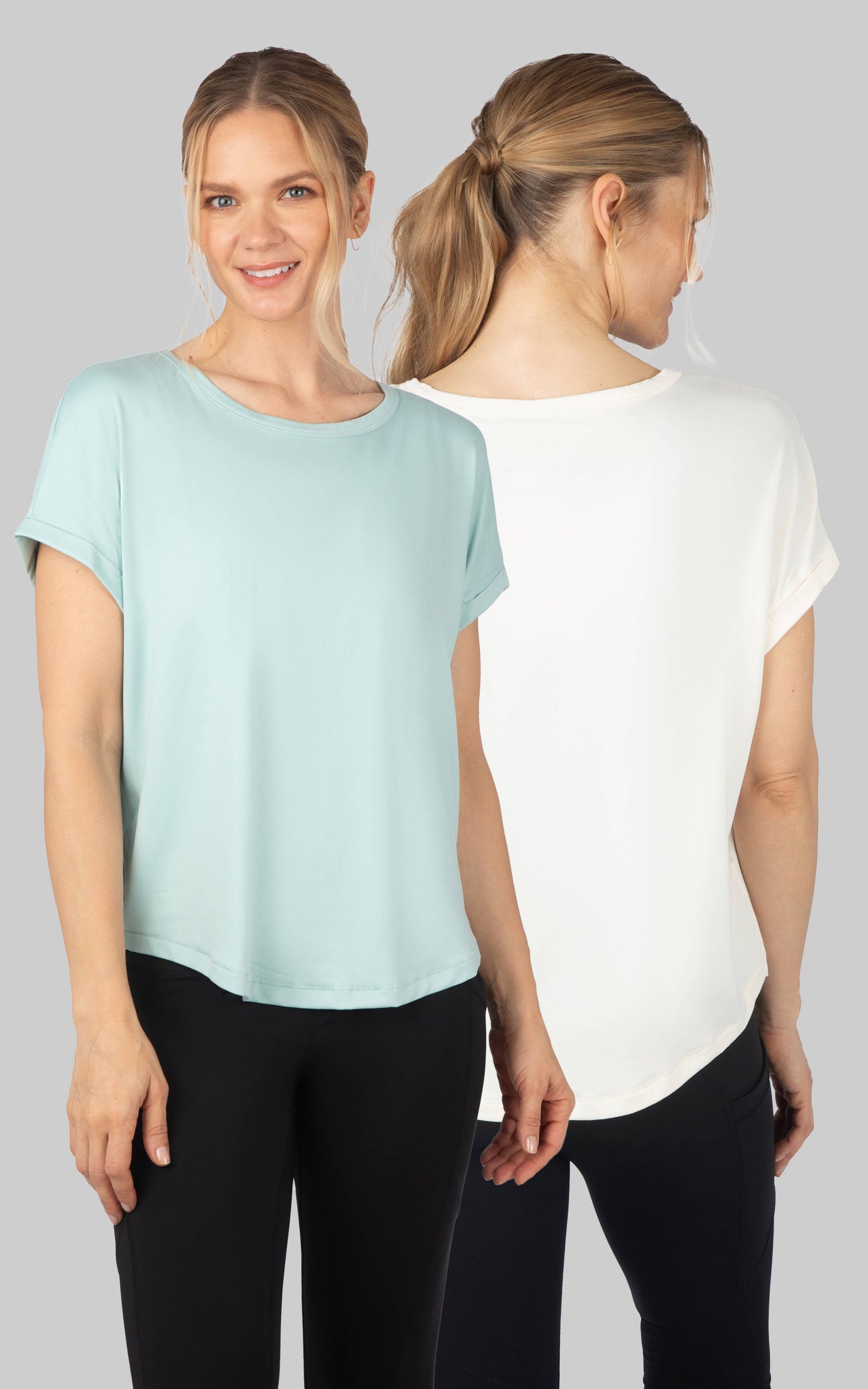 Women's Super Soft Short Sleeve T shirt: CANAL BLUE/PRISTINE