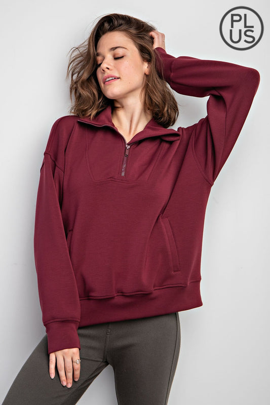 Modal Quarter Zip Pullover: Wine