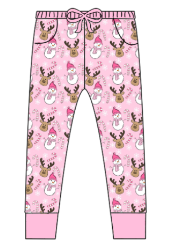 Pink Christmas Bamboo Adult Pants