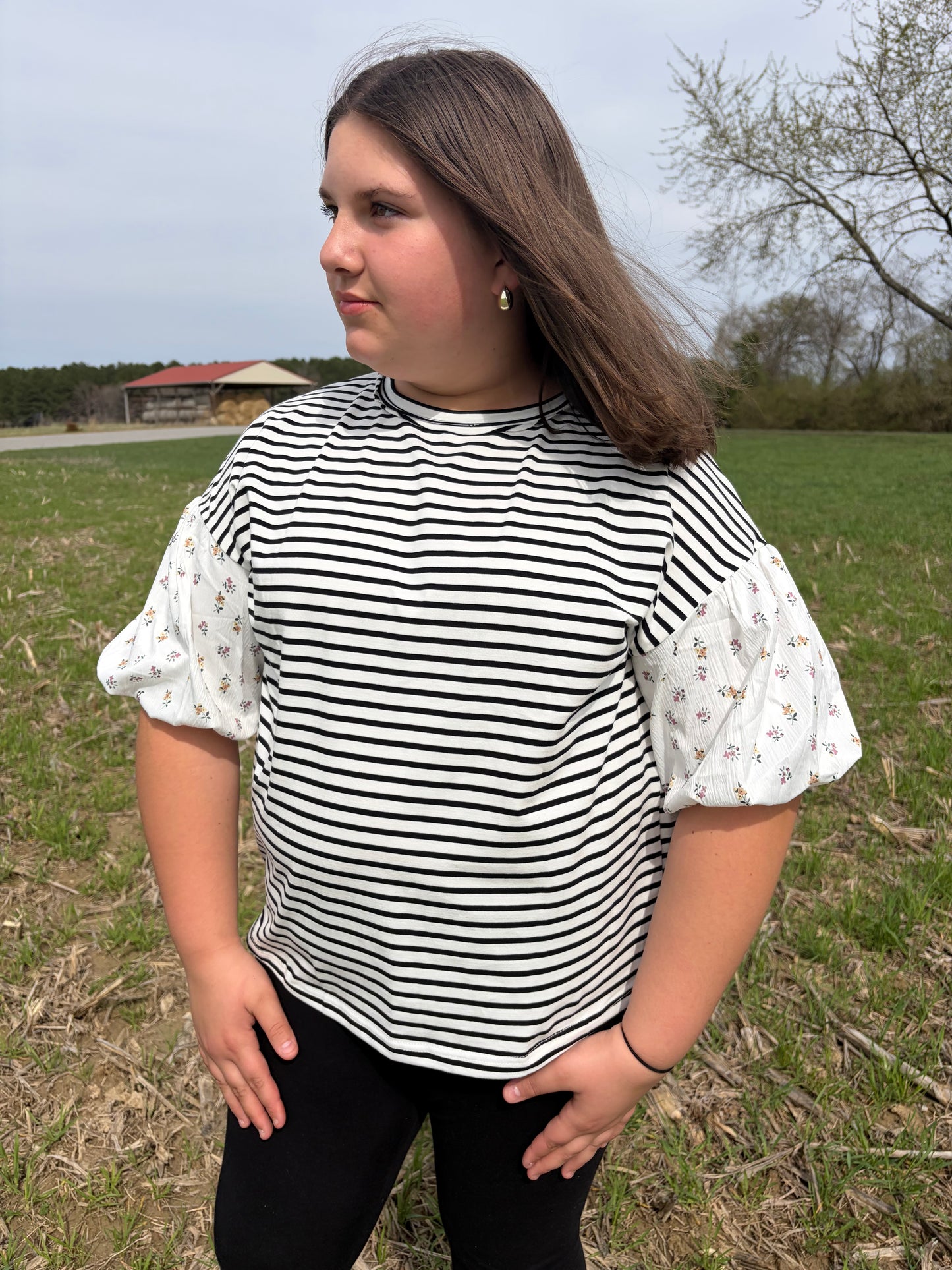 Stripped Floral Top