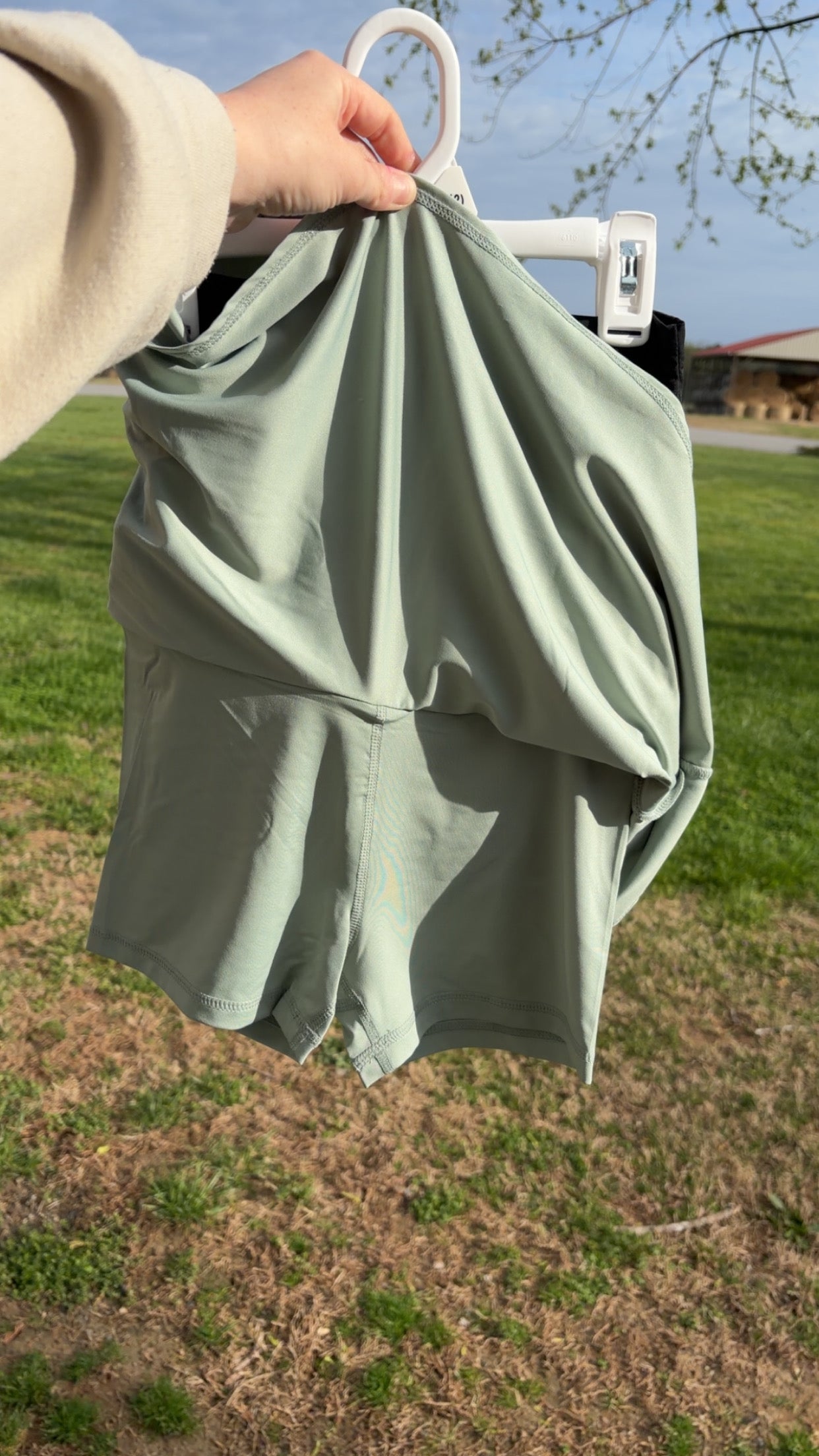 2 PC Pack - Girls Crossover Waistband Tennis Skirt (Skort): Iceberg Green/Black