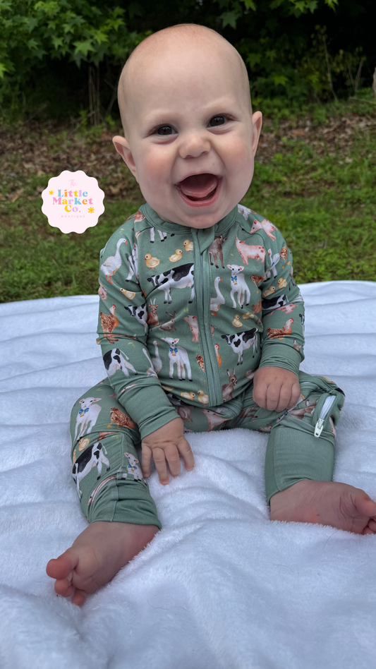 Farmyard Friends Bamboo Zippy Romper