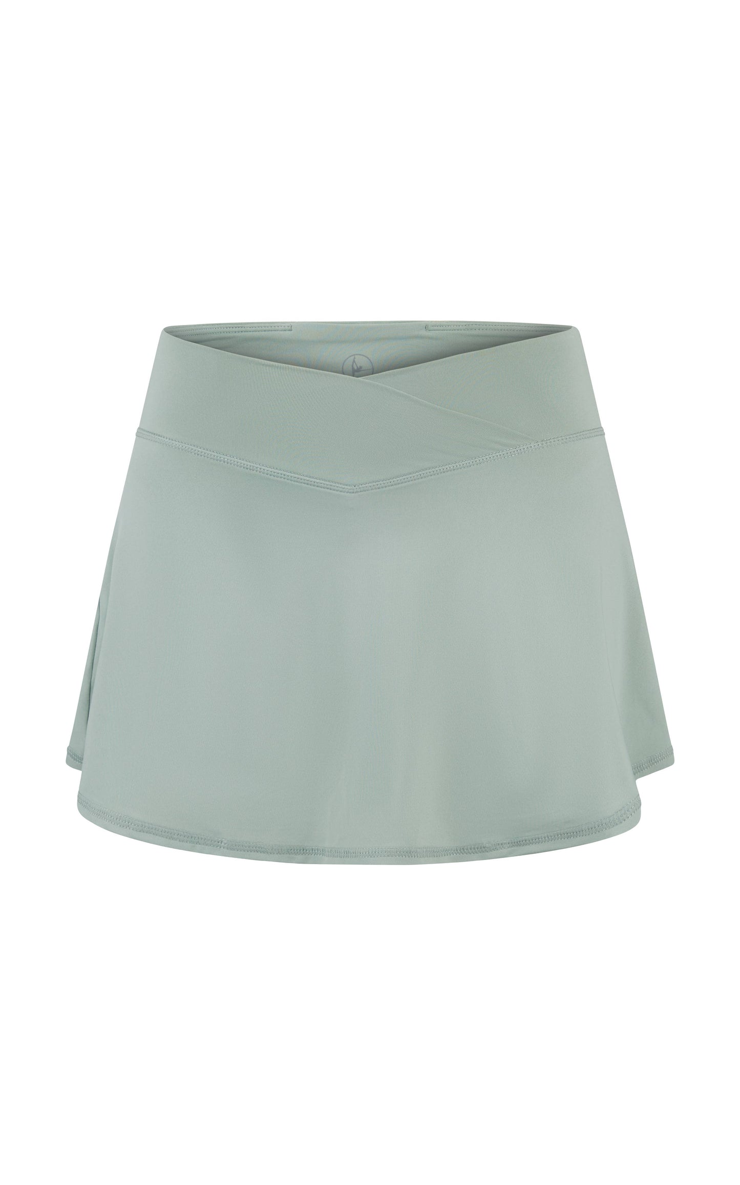 2 PC Pack - Girls Crossover Waistband Tennis Skirt (Skort): Iceberg Green/Black